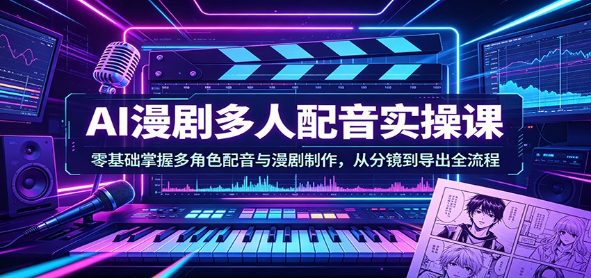 AI漫剧多人配音实操课：零基础掌握多角色配音与漫剧制作，从分镜到导出全流程-xiaobairz