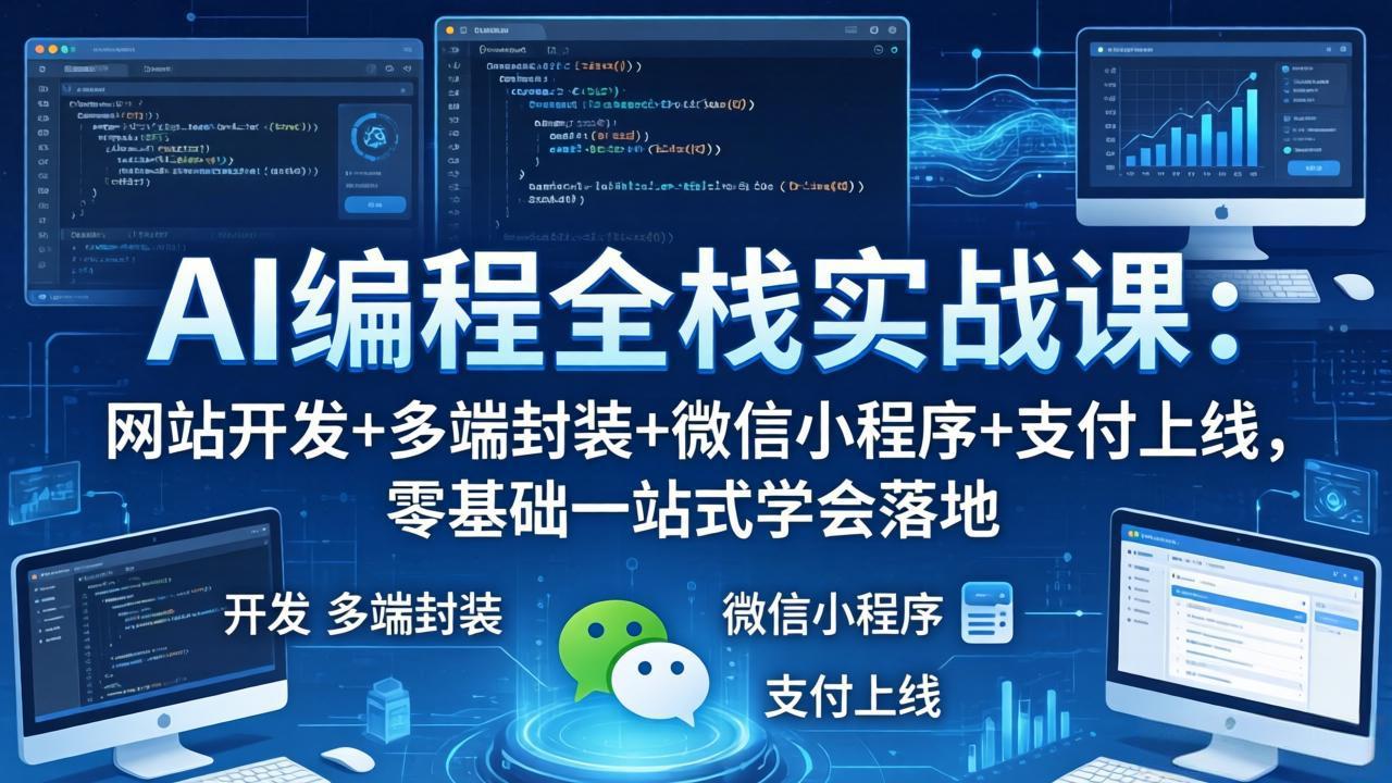 AI编程全栈实战课：网站开发+多端封装+微信小程序+支付上线，零基础一站式学会落地-xiaobairz