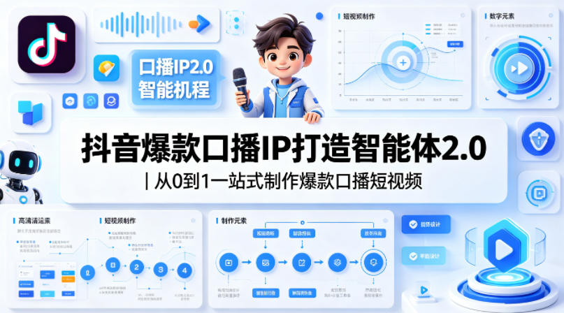 抖音爆款口播IP打造智能体2.0｜从0到1一站式制作爆款口播短视频-xiaobairz