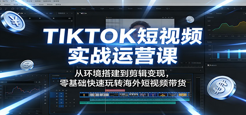 TIKTOK短视频实战运营课：从环境搭建到剪辑变现，零基础快速玩转海外短视频带货-xiaobairz