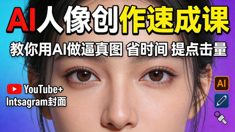 YouTube+Instagram封面没人点？AI人像创作速成课，教你用AI做逼真图，省时间还能提点击量！-xiaobairz