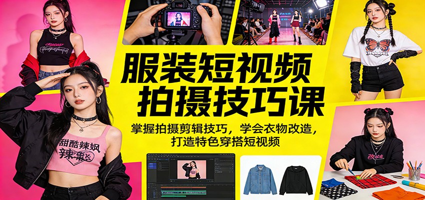 服装短视频拍摄技巧课：掌握拍摄剪辑技巧，学会衣物改造，打造特色穿搭短视频-xiaobairz