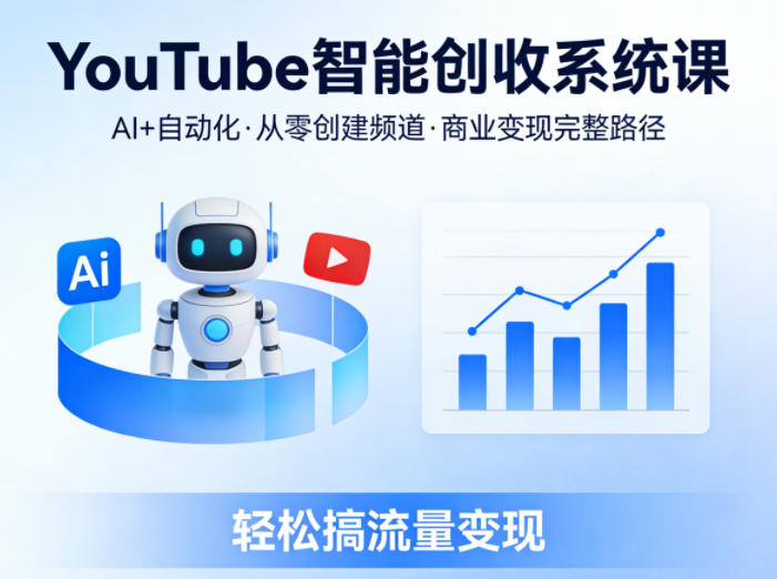 YouTube智能创收系统课，AI+自动化，从零创建YouTube频道并实现商业变现的完整路径，轻松搞流量变现-xiaobairz