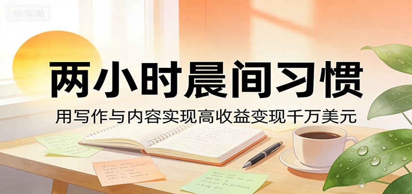 付费文章：两小时晨间习惯，用写作与内容实现高收益变现千万美元-xiaobairz