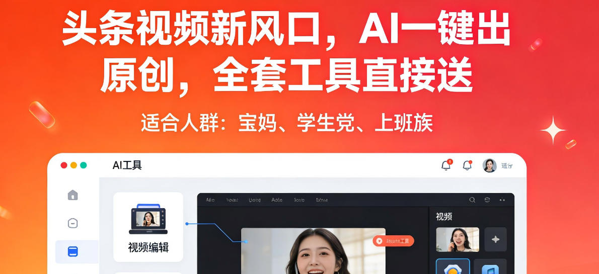 头条视频新风口，AI一键出原创，全套工具直接送，人人可做，有手就行【揭秘】-xiaobairz