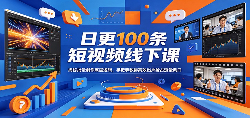 日更100条短视频线下课：揭秘批量创作底层逻辑，手把手教你高效出片抢占流量风口-xiaobairz