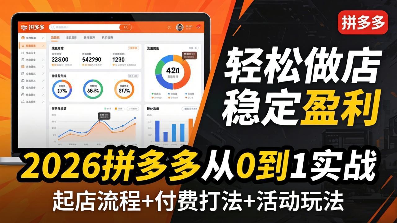 2026拼多多从0到1实战-4月更新：最新起店流程+付费打法+活动玩法，轻松做店稳定盈利-xiaobairz