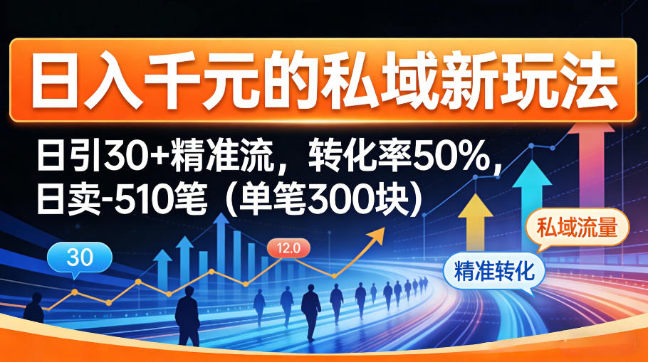 日入千米的私域新玩法：日引30＋精准流，转化率50%，日卖5-10笔(单笔300米)-xiaobairz