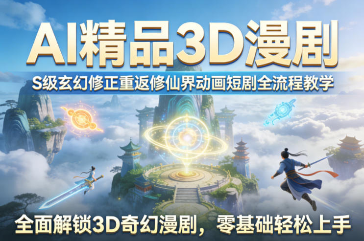 AI精品3D漫剧S级玄幻修正重返修仙界动画短剧全流程教学，全面解锁3D奇幻漫剧，零基础轻松上手-xiaobairz
