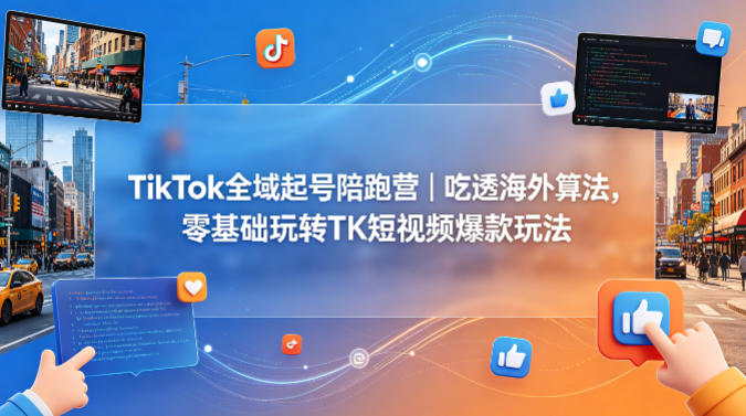TikTok全域起号陪跑营｜吃透海外算法，零基础玩转TK短视频爆款玩法-xiaobairz