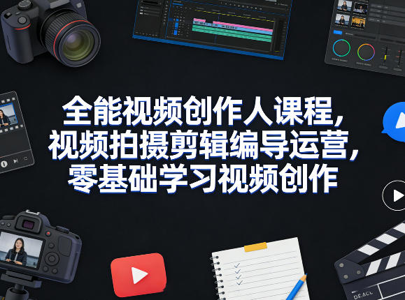全能视频创作人课程，视频拍摄剪辑编导运营，零基础学习视频创作(更新2026年4月)-xiaobairz