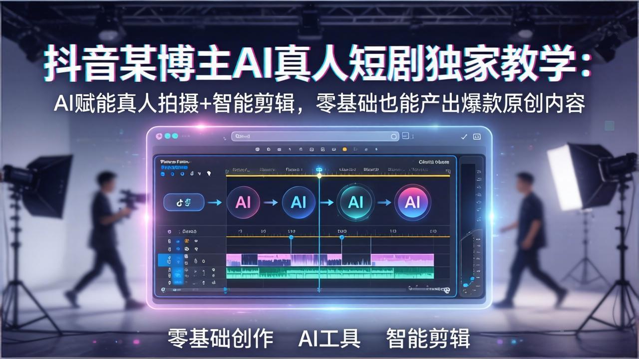 抖音某博主AI真人短剧独家教学：AI赋能真人拍摄+智能剪辑，零基础也能产出爆款原创内-xiaobairz