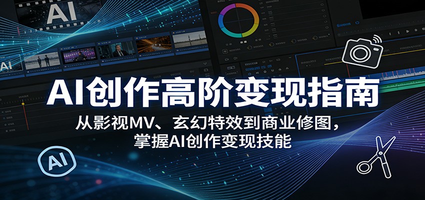 AI创作高阶变现指南：从影视MV、玄幻特效到商业修图，掌握AI创作变现技能-xiaobairz