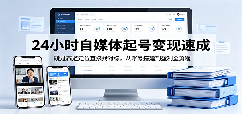 24小时自媒体起号变现速成，跳过赛道定位直接找对标，从账号搭建到盈利全流程-xiaobairz