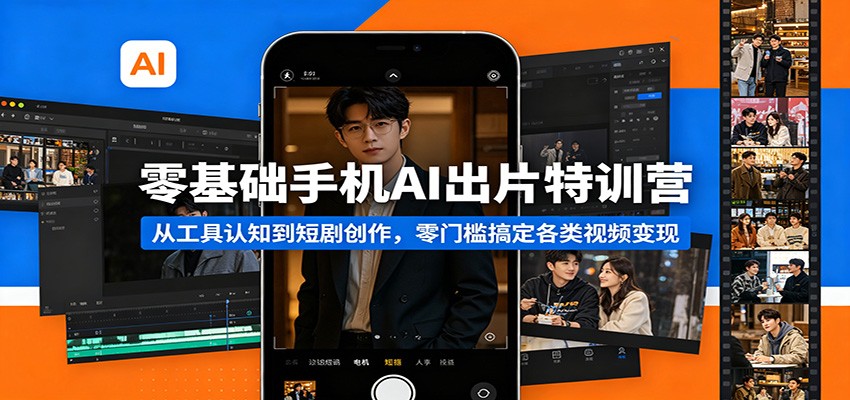 零基础手机AI出片特训营：从工具认知到短剧创作，零门槛搞定各类视频变现-xiaobairz
