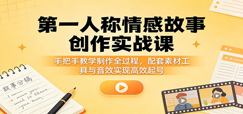 第一人称情感故事创作实战课：手把手教学制作全过程，配套素材工具与音效实现高效起号-xiaobairz