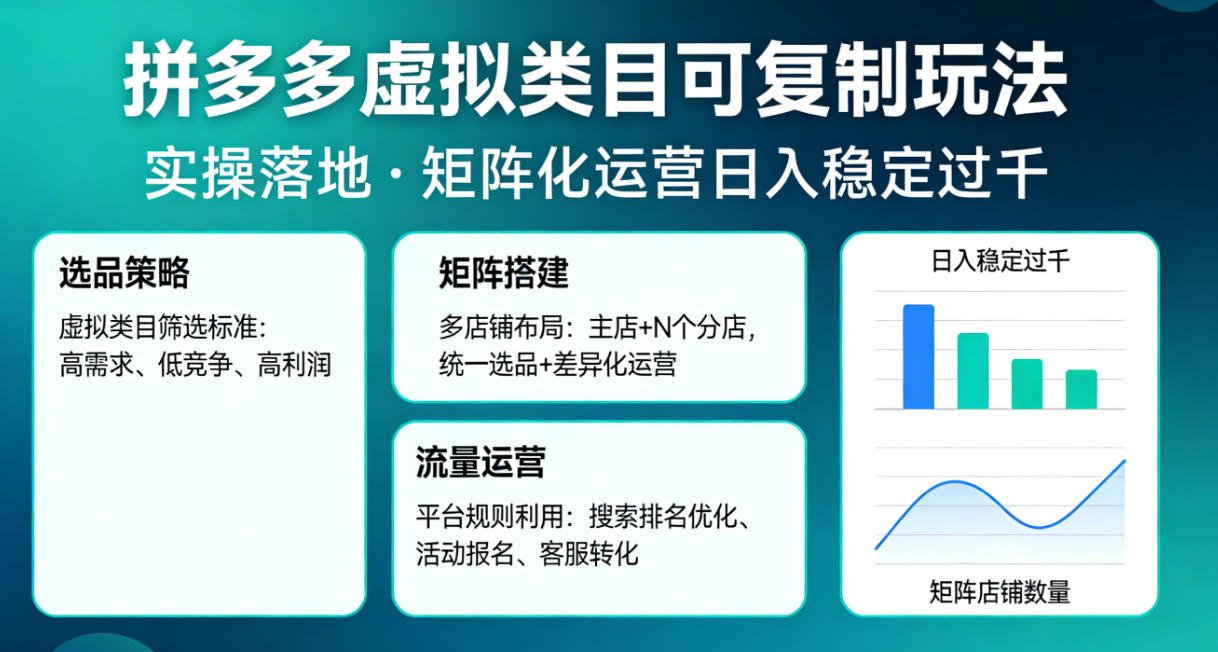 拼多多虚拟类目可复制玩法，实操落地，矩阵化日入稳定过千【揭秘】-xiaobairz
