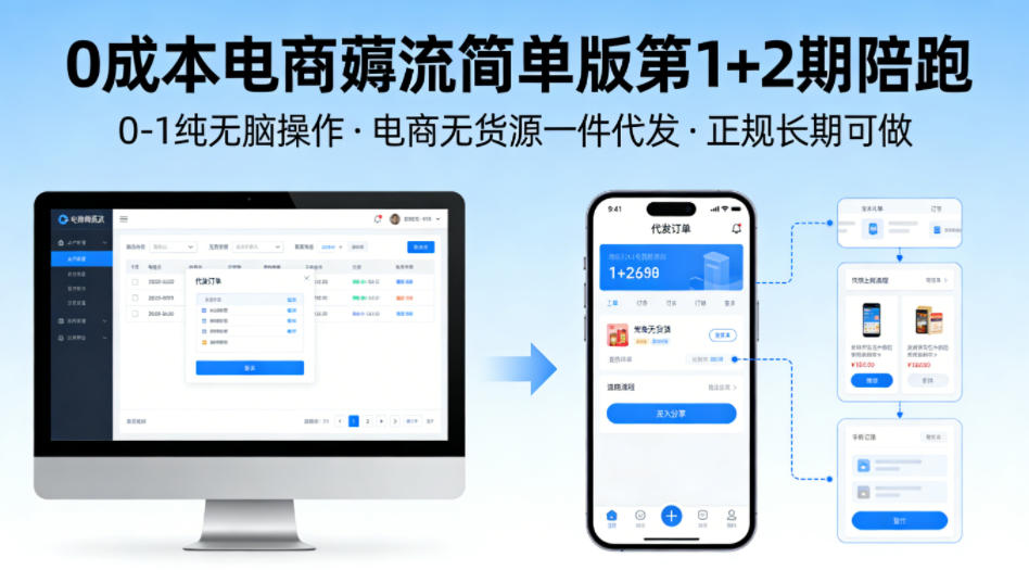 0成本电商薅流简单版第1+2期陪跑，0-1纯无脑操作，电商无货源一件代发，正规长期可做-xiaobairz
