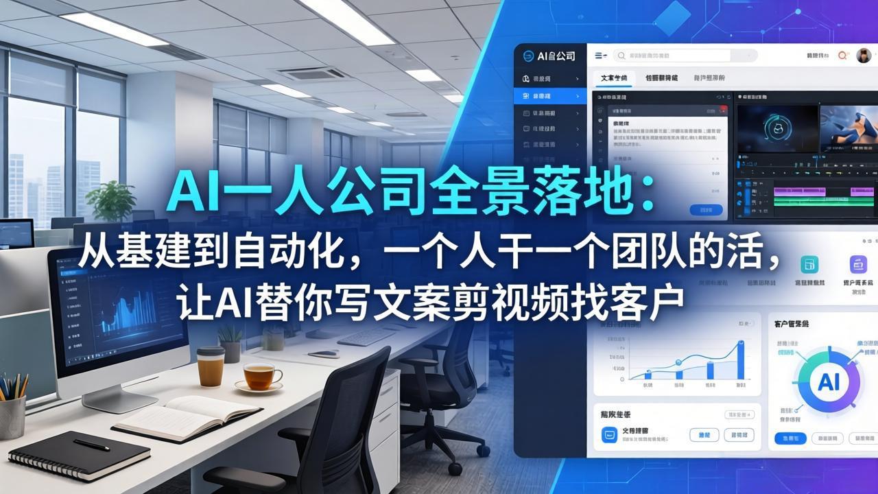 AI一人公司全景落地：从基建到自动化，一个人干一个团队的活，让AI替你写文案剪视频找客户-xiaobairz