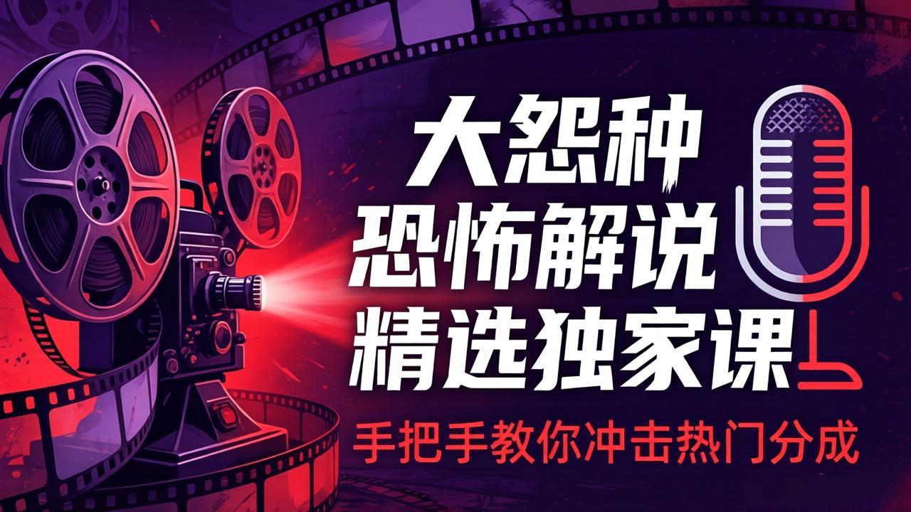大怨种恐怖解说精选独家课：电影下载+文案配音+片头封面，手把手教你冲击热门分成-xiaobairz