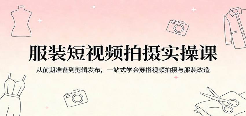 服装短视频拍摄实操课：从前期准备到剪辑发布，一站式学会穿搭视频拍摄与服装改造-xiaobairz