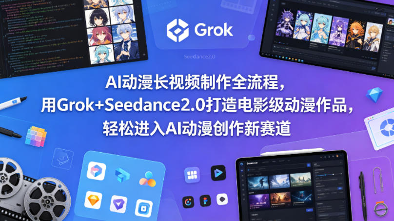 AI动漫长视频制作全流程，用Grok+Seedance2.0打造电影级动漫作品，轻松进入AI动漫创作新赛道-xiaobairz