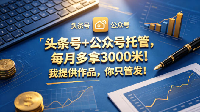 头条号+公众号托管，每月多拿3000米！我提供作品，你只管发！【揭秘】-xiaobairz