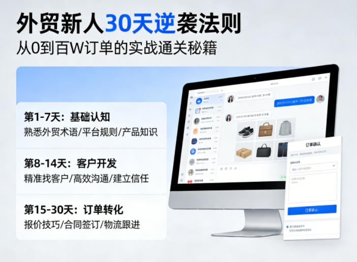 外贸新人30天逆袭法则，教你从0到百W订单的实战通关秘籍-xiaobairz