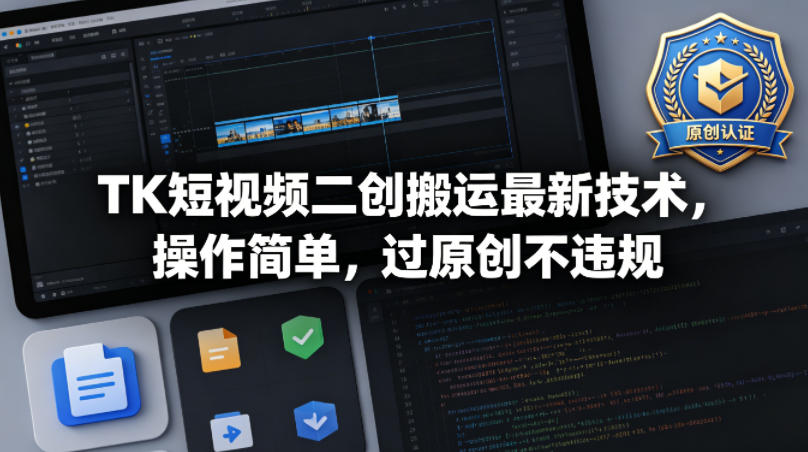TK短视频二创搬运最新技术，操作简单，过原创不违规-xiaobairz