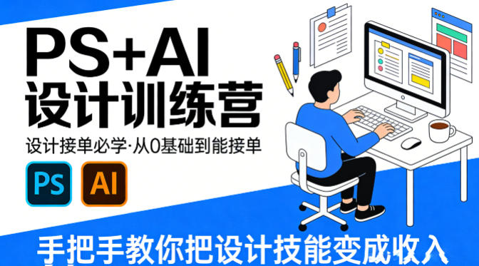 设计接单必学，PS+AI设计训练营，从0基础到能接单，手把手教你把设计技能变成收入-xiaobairz