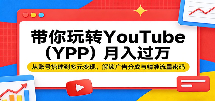 带你玩转YouTube(YPP)月入过万：从账号搭建到多元变现，解锁广告分成与精准流量密码-xiaobairz