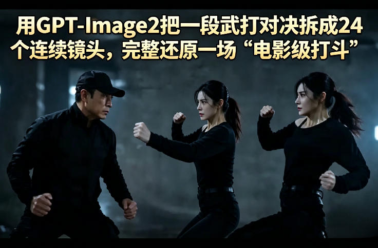 用GPT-Image2把一段武打对决拆成24个连续镜头，完整还原一场“电影级打斗”-xiaobairz