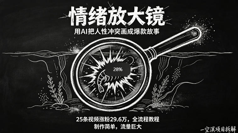 AI制作“情绪放大镜“视频，25条视频涨粉29.6W粉，流量巨大，制作简单，全流程教程-xiaobairz