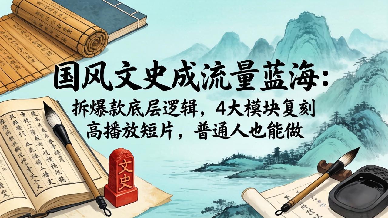 国风文史成流量蓝海：拆爆款底层逻辑，4大模块复刻高播放短片，普通人也能做-xiaobairz