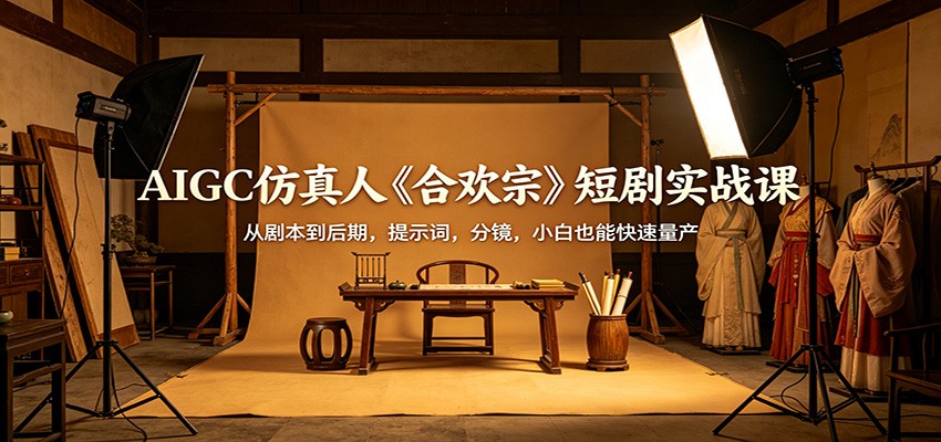 AIGC仿真人《合欢宗》短剧实战课：从剧本到后期，提示词，分镜，小白也能快速量产-xiaobairz