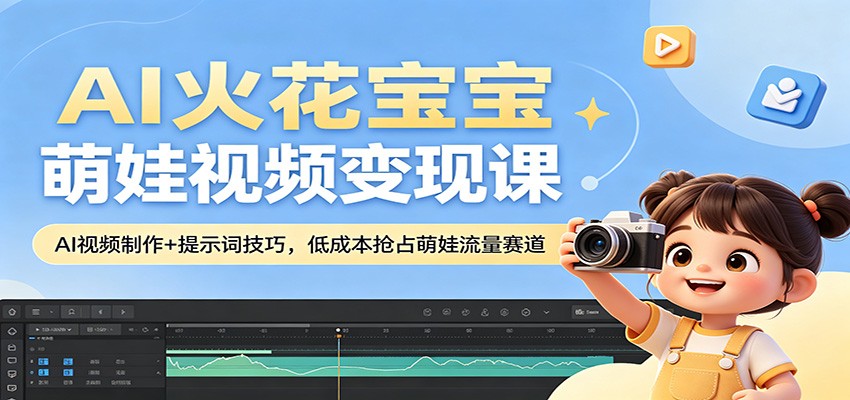 AI火花宝宝萌娃视频变现课：AI视频制作+提示词技巧，低成本抢占萌娃流量赛道-xiaobairz