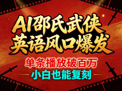 AI邵氏武侠英语风口爆发，单条播放破百万，小白也能复刻-xiaobairz