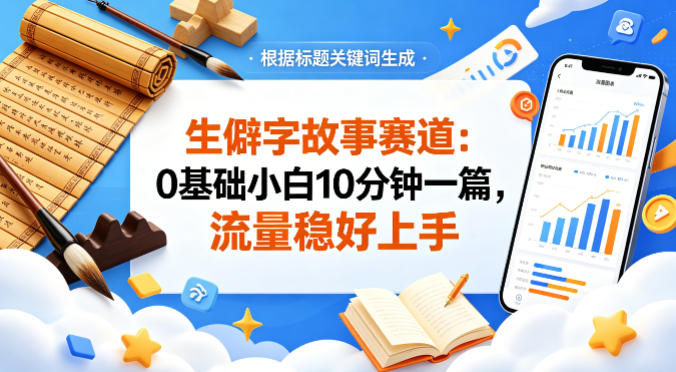 公众号流量主——生僻字故事赛道，流量稳，好上手，0基础小白也能10分钟一篇-xiaobairz