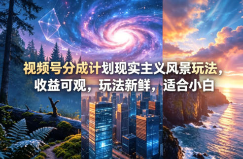 视频号分成计划现实主义风景玩法，收益可观，玩法新鲜，适合小白-xiaobairz