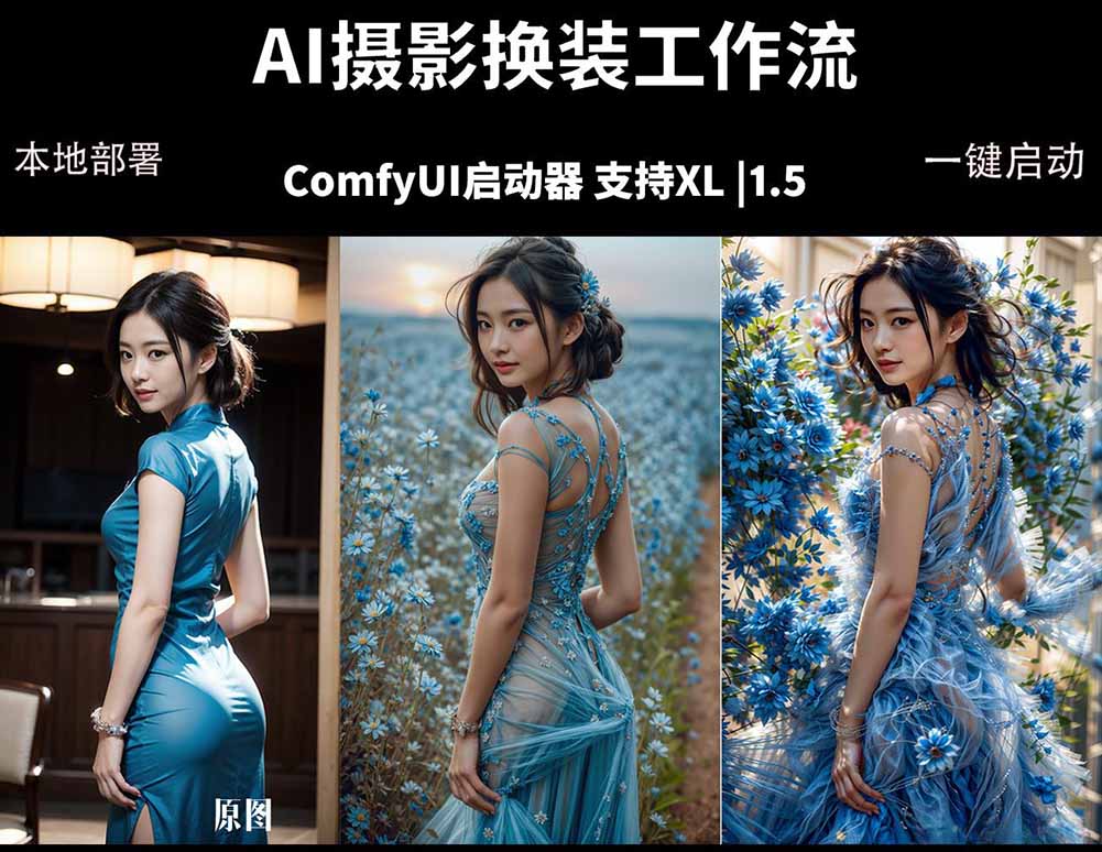 ComfyUI人像写真摄影工作流：本地一键部署，换装换场景换脸全搞定，影楼效率翻倍-xiaobairz