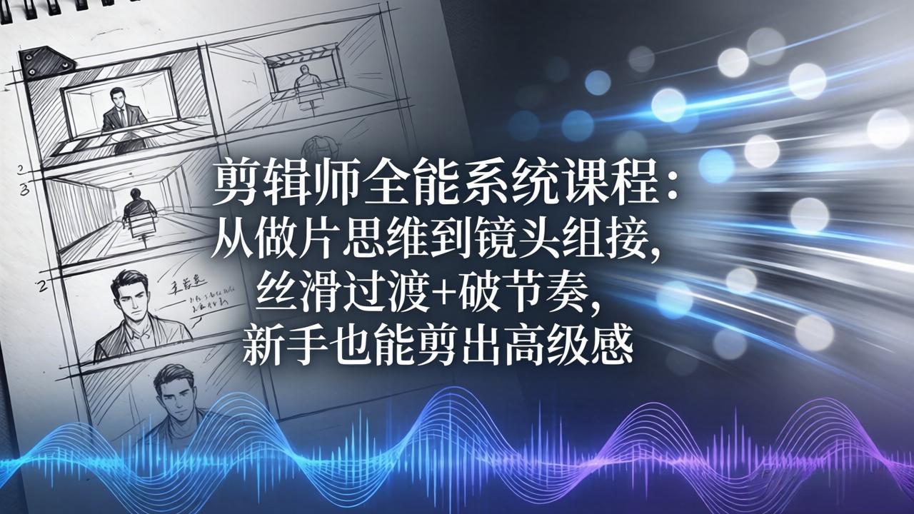 剪辑师全能系统课程：从做片思维到镜头组接，丝滑过渡+破节奏，新手也能剪出高级感-xiaobairz
