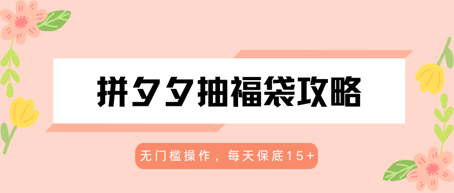 拼夕夕抽福袋攻略，无门槛操作，每天保底15+-xiaobairz