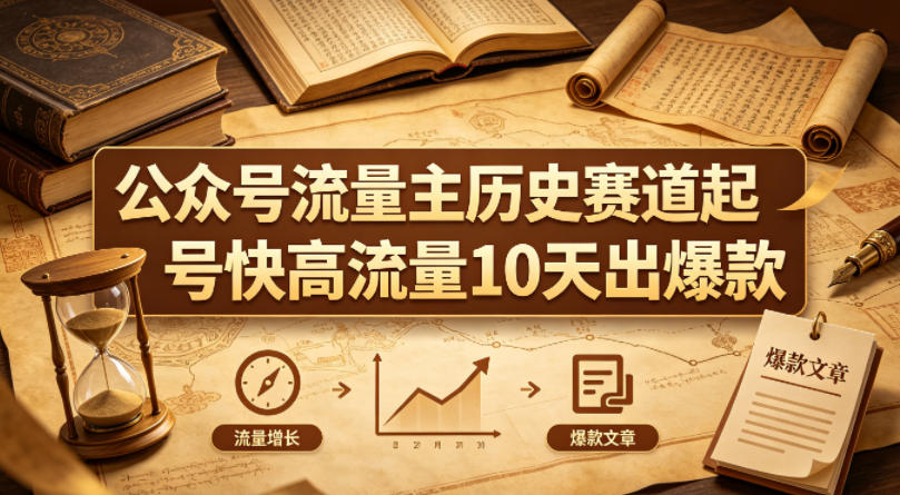 公众号流量主之历史赛道，起号快+高流量，10天就能出爆款！-xiaobairz