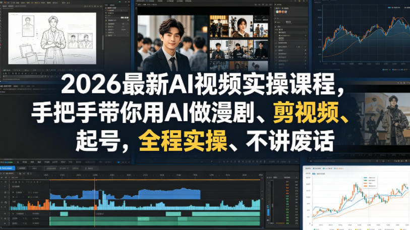 2026最新AI视频实操课程，手把手带你用AI做漫剧、剪视频、起号，全程实操、不讲废话-xiaobairz