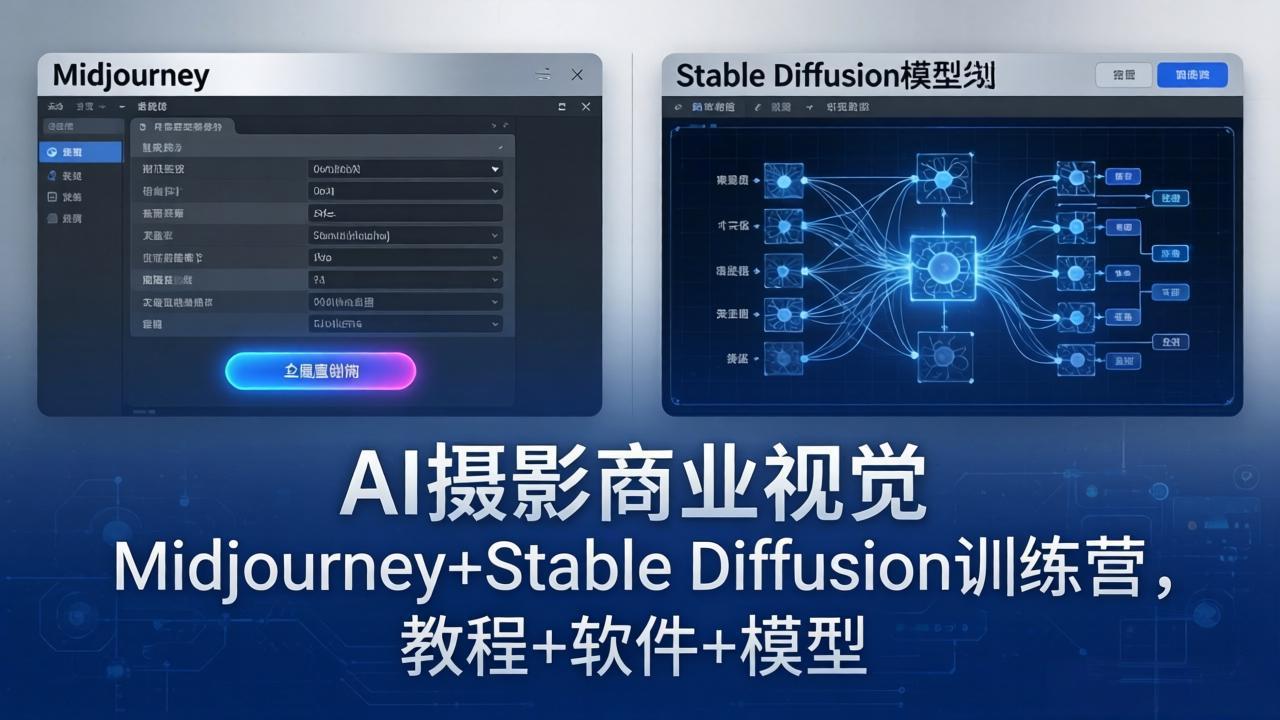 AI摄影商业视觉Midjourney+Stable Diffusion训练营，教程+软件+模型-xiaobairz