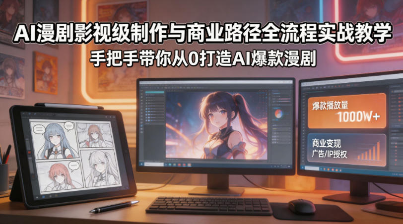 AI漫剧影视级制作与商业路径全流程实战教学，手带你从0打造AI爆款漫剧-xiaobairz