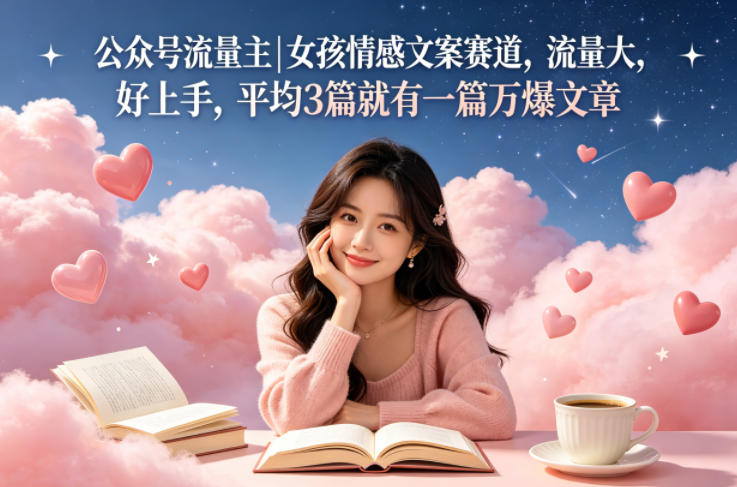 公众号流量主女孩情感文案赛道，流量大，好上手，平均3篇就有一篇万爆文章-xiaobairz