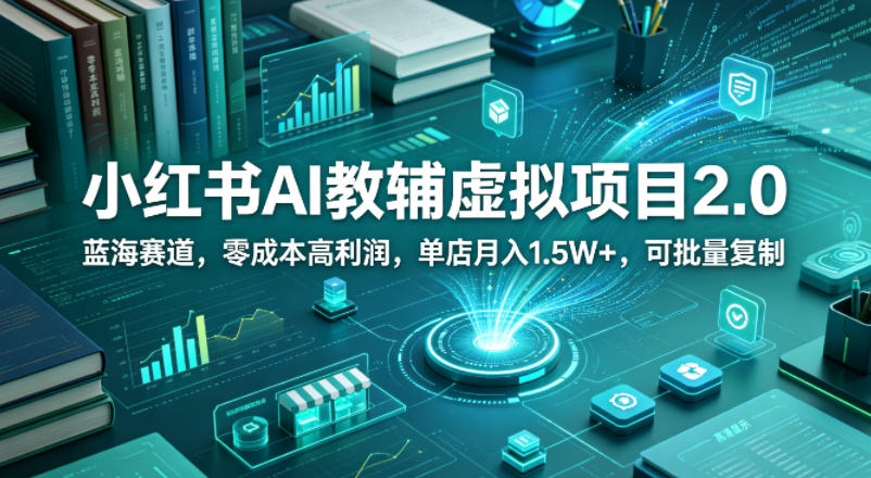 小红书AI教辅虚拟项目2.0，蓝海赛道，零成本高利润，单店月入1.5W+，可批量复制-xiaobairz