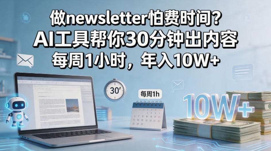 做newsletter怕费时间？AI工具帮你30分钟出内容，每周1小时，年入10W+！【原创双语字幕】-xiaobairz