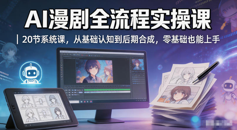 AI漫剧全流程实操课｜20节系统课，从基础认知到后期合成，零基础也能上手-xiaobairz
